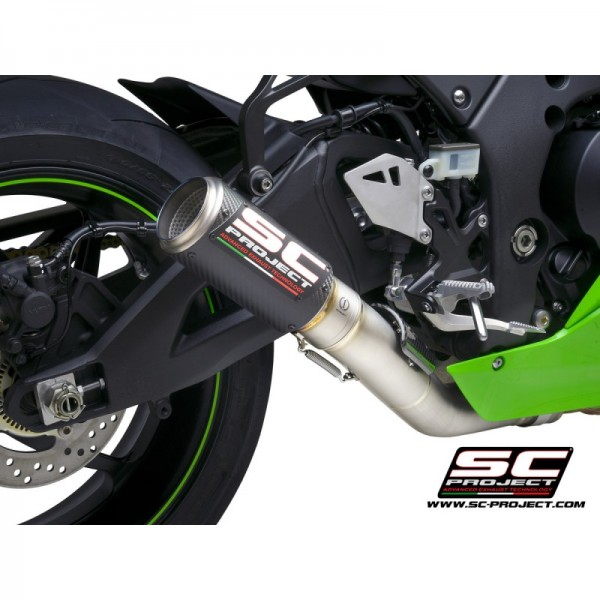 SC-PROJECT CR-T MUFFLER CARBON FIBER WITH TITANIUM END CAP WITH DE-CAT LINK PIPE FOR KAWASAKI NINJA ZX-10R / 10RR 2021 PART # K38A-DET36C