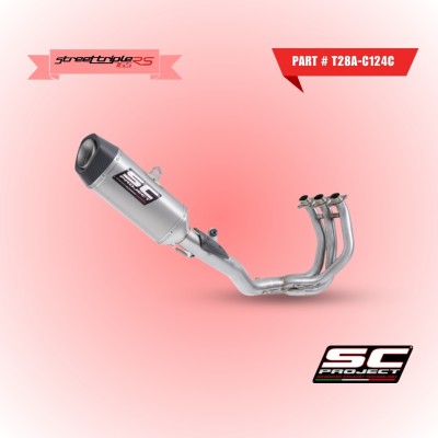 SC-PROJECT 3-1 STAINLESS STEEL WITH SC1-S CARBON FULL EXHAUST SYSTEM FOR TRIUMPH STREET TRIPLE 765 RS 2024 PART # T28A-C124C