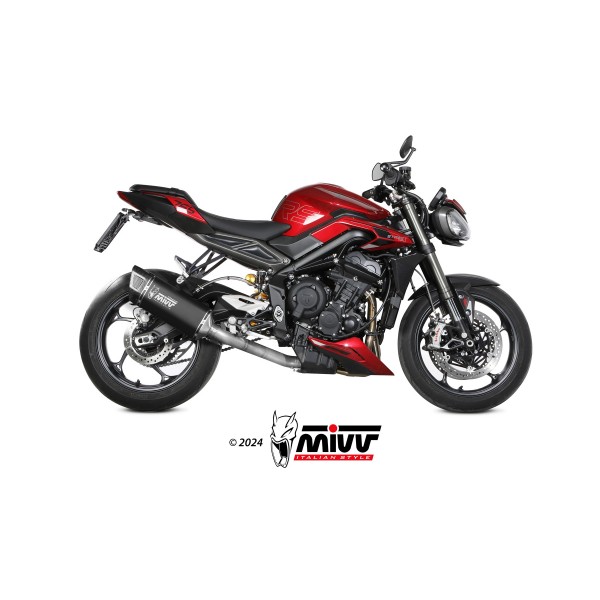 MIVV SR-1 BLACK TITANIUM FULL SYSTEM FOR TRIUMPH STREET TRIPLE 765 R / RS 2023-2024 PART # T.026.LR1TB