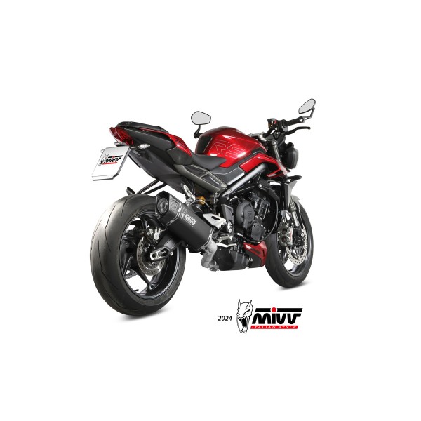 MIVV SR-1 BLACK TITANIUM FULL SYSTEM FOR TRIUMPH STREET TRIPLE 765 R / RS 2023-2024 PART # T.026.LR1TB