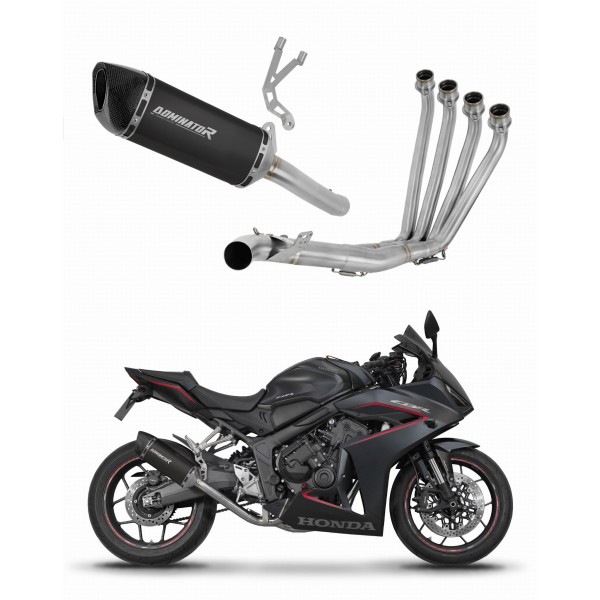 DOMINATOR HP6 COLLECTOR SILENCER BLACK FULL EXHAUST SYSTEM FOR HONDA CBR 650 R 2024-2025 PART # HO123DF6BL