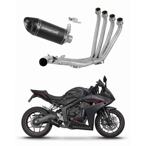 DOMINATOR HP8 COLLECTOR SILENCER BLACK FULL EXHAUST SYSTEM FOR HONDA CBR 650 R 2024-2025 PART # HO123DF8BL
