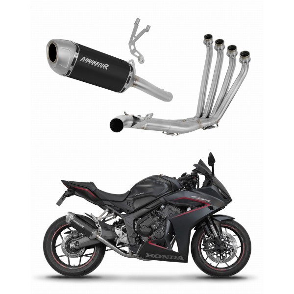 DOMINATOR S6 COLLECTOR SILENCER BLACK FULL EXHAUST SYSTEM FOR HONDA CBR 650 R 2024-2025 PART # HO123DS6BL