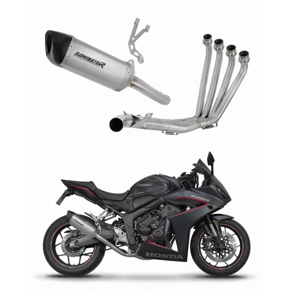 DOMINATOR GP COLLECTOR SILENCER BLACK FULL EXHAUST SYSTEM FOR HONDA CBR 650 R 2024-2025 PART # HO123DCBL