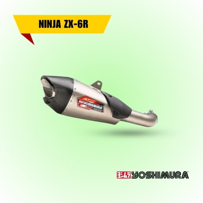 YOSHIMURA AT2 STAINLESS 3/4 EXHAUST, W/ STAINLESS MUFFLER FOR KAWASAKI ZX-6R 2019-2024 PART # 14642CP522