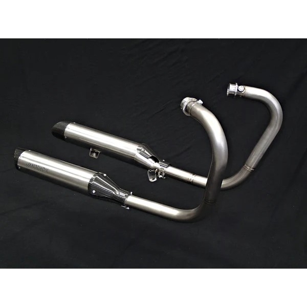 VANDEMON BRUSHED TITANIUM EXHAUST FOR TRIUMPH BONNEVILLE BOBBER AND SPEEDMASTER 1200 2017-2024 PART # TRIUM120BOBREXBRA