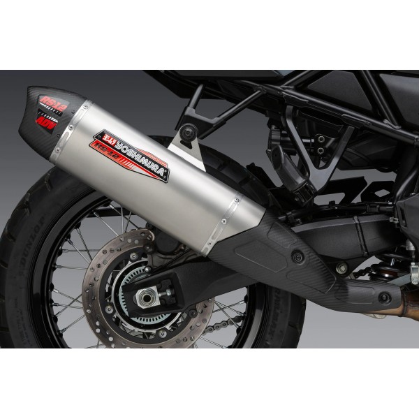 YOSHIMURA RS-12 ADV STAINLESS SLIP-ON EXHAUST WITH STAINLESS MUFFLER FOR SUZUKI V-STROM 800DE 2023-2025 PART # 11710BS520