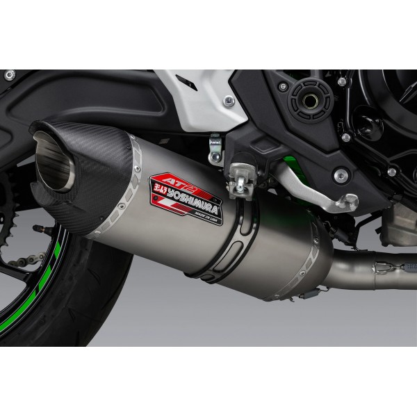 YOSHIMURA RACE AT2 STAINLESS FULL EXHAUST WITH STAINLESS MUFFLER FOR KAWASAKI NINJA/Z 650 2017-2025 PART # 14651AM521