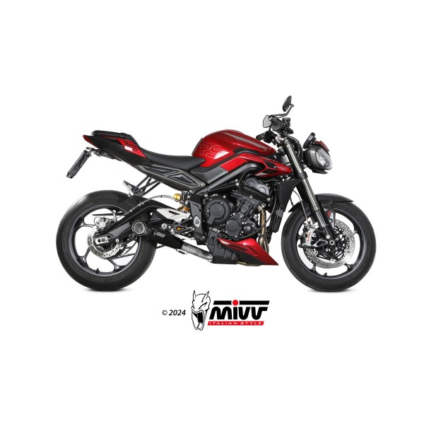 MIVV X-M5 BLACK STAINLESS STEEL FULL SYSTEM FOR TRIUMPH STREET TRIPLE 765 R / RS 2023-2024 PART # T.027.SC5B