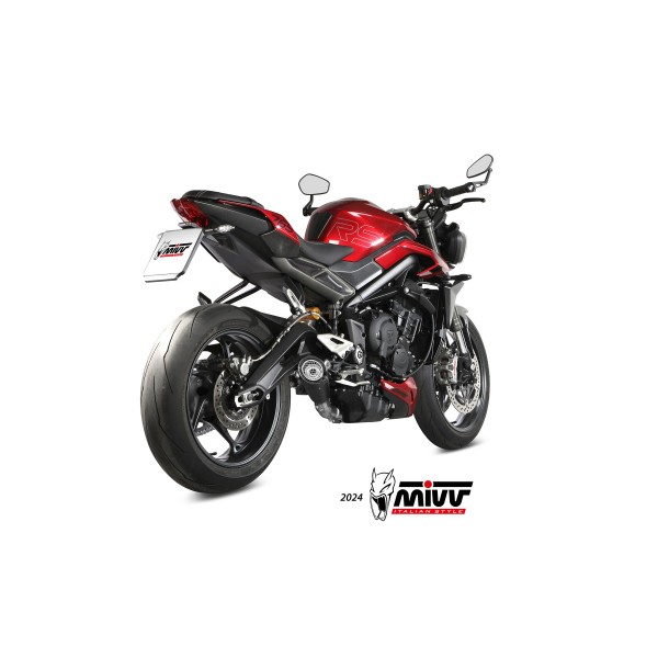 MIVV X-M5 BLACK STAINLESS STEEL FULL SYSTEM FOR TRIUMPH STREET TRIPLE 765 R / RS 2023-2024 PART # T.027.SC5B