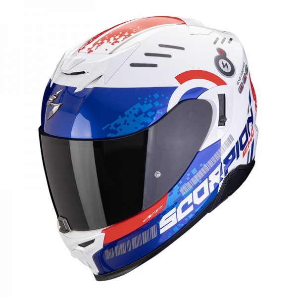 SCORPION EXO 520 EVO AIR TITAN WHITE BLUE RED HELMET
