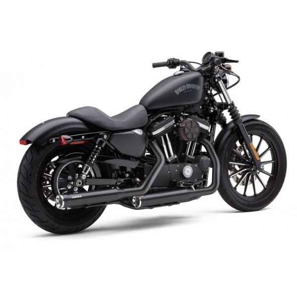 COBRA 3-INCH SLIP-ON RPT MUFFLERS BLACK FOR HARLEY DAVIDSON IRON 883 2014-2021 PART # 6081RB