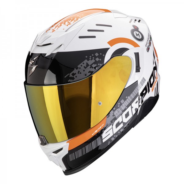 SCORPION EXO 520 EVO AIR TITAN WHITE ORANGE HELMET