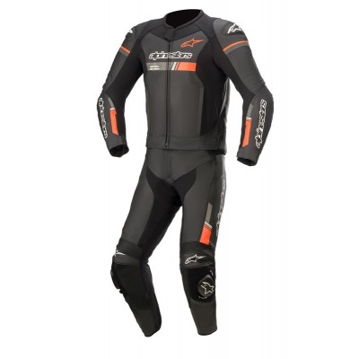 ALPINESTARS GP FORCE CHASER LEATHER 2PC BLACK RED FLUO SUIT