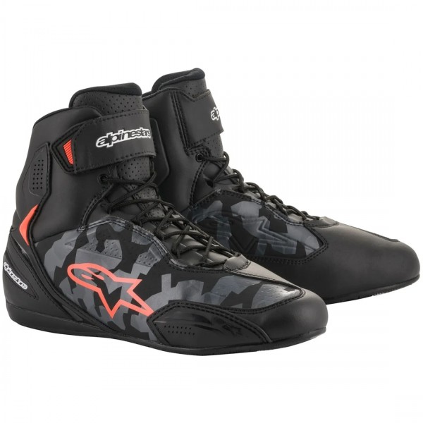 ALPINESTARS FASTER 3 BLACK GRAY CAMO RED FLUO BOOTS