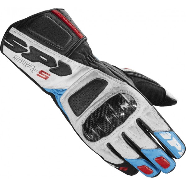 Spidi STR-5 Leather Red Light Blue Gloves