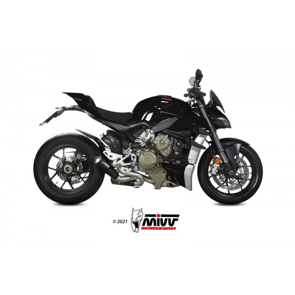 MIVV X-M1 BLACK STAINLESS STEEL FULL SYSTEM FOR DUCATI STREETFIGHTER V4 2020 > 2022 PART #D.047.SC4B