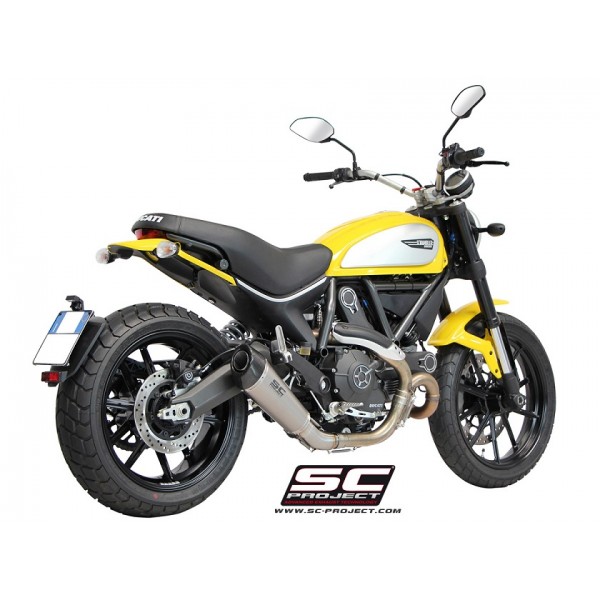 SC-PROJECT CONIC TITANIUM WITH CARBON FIBER END CAP EXHAUST FOR DUCATI SCRAMBLER 800 2015-2016 PART # D16-34T