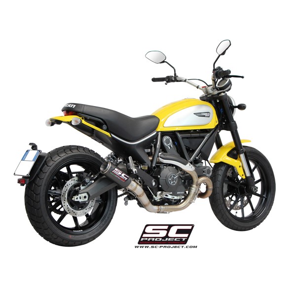 SC-PROJECT CR-T CARBON FIBER WITH TITANIUM END CAP EXHAUST FOR DUCATI SCRAMBLER 800 2015-2016 PART # D16-38C