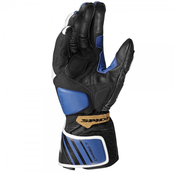 Spidi Carbo 7 Leather Blue Gold Gloves