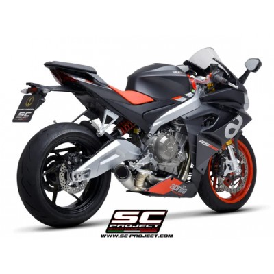 SC-PROJECT 2-1 FULL TITANIUM EXHAUST SYSTEM WITH S1 TITANIUM EXHAUST AND WELDED SECTOR LINK PIPE FOR APRILIA TUONO 660 (2021–2024) PART #A23B-PCLT41T