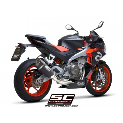 SC-PROJECT 2-1 FULL STAINLESS STEEL EXHAUST SYSTEM WITH SC1-R CARBON FIBRE EXHAUST FOR APRILIA TUONO 660 (2021–2024) PART #A23B-KC90C