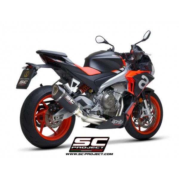 SC-PROJECT 2-1 FULL STAINLESS STEEL EXHAUST SYSTEM WITH SC1-R CARBON FIBRE EXHAUST FOR APRILIA TUONO 660 (2021–2024) PART #A23B-KC90C