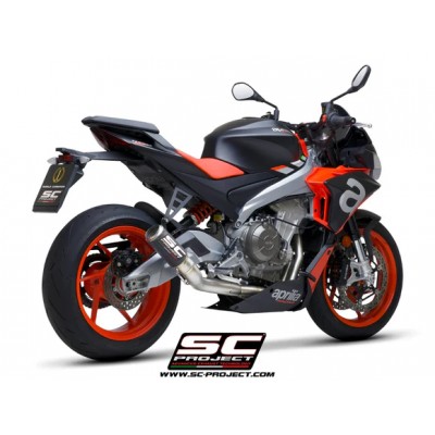 SC-PROJECT 2-1 FULL TITANIUM EXHAUST SYSTEM WITH CR-T CARBON FIBRE EXHAUST FOR APRILIA TUONO 660 (2021–2024) PART #A23B-PTC36C