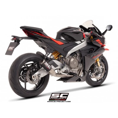 SC-PROJECT 2-1 FULL TITANIUM EXHAUST SYSTEM WITH CR-T CARBON FIBRE EXHAUST FOR APRILIA TUONO 660 (2025) PART #A23D-PTC36C