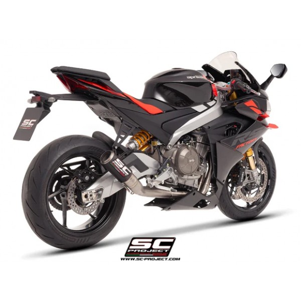 SC-PROJECT 2-1 FULL TITANIUM EXHAUST SYSTEM WITH CR-T CARBON FIBRE EXHAUST FOR APRILIA TUONO 660 (2025) PART #A23D-PTC36C
