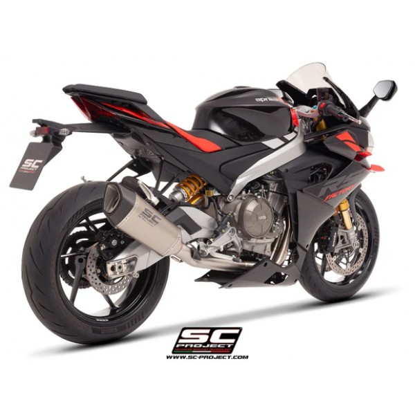 SC-PROJECT 2-1 FULL STAINLESS STEEL EXHAUST SYSTEM WITH SC1-R TITANIUM EXHAUST FOR APRILIA TUONO 660 (2025) PART #A23D-PAC90T