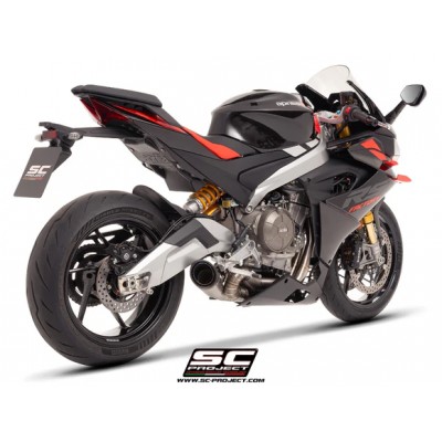 SC-PROJECT 2-1 FULL TITANIUM EXHAUST SYSTEM WITH S1 TITANIUM EXHAUST AND WELDED SECTOR LINK PIPE FOR APRILIA TUONO 660 (2025) PART #A23D-PCLT41T