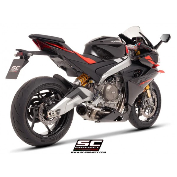 SC-PROJECT 2-1 FULL TITANIUM EXHAUST SYSTEM WITH S1 TITANIUM EXHAUST AND WELDED SECTOR LINK PIPE FOR APRILIA TUONO 660 (2025) PART #A23D-PCLT41T