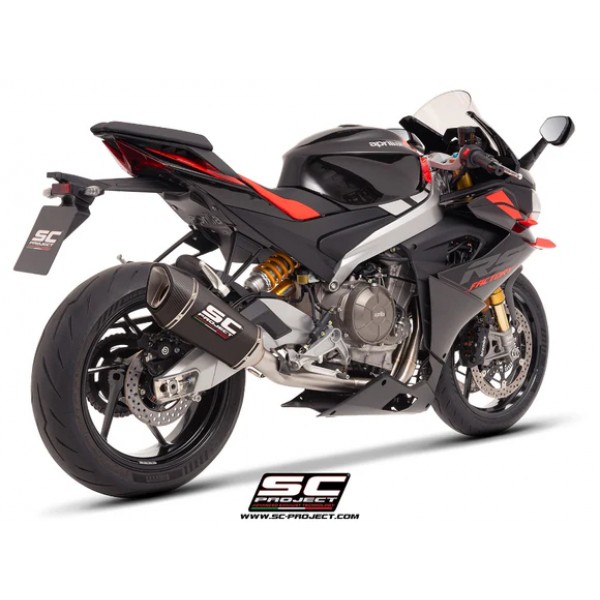 SC-PROJECT 2-1 FULL STAINLESS STEEL EXHAUST SYSTEM WITH SC1-R CARBON FIBRE EXHAUST FOR APRILIA TUONO 660 (2025) PART #A23D-PAC90C