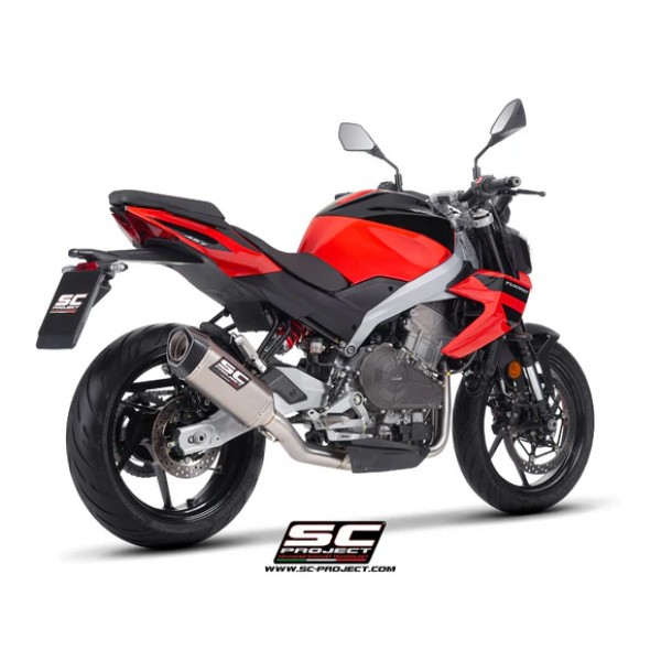 SC-PROJECT 2-1 FULL STAINLESS STEEL EXHAUST SYSTEM WITH SC1-S TITANIUM EXHAUST FOR APRILIA TUONO 457 (2025) PART #A30B-AC124T