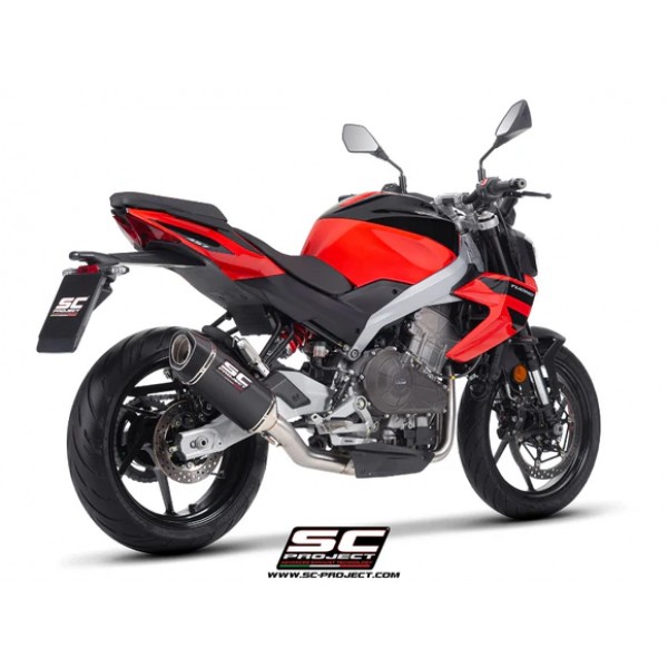 SC-PROJECT 2-1 FULL STAINLESS STEEL EXHAUST SYSTEM WITH SC1-S CARBON FIBRE EXHAUST FOR APRILIA TUONO 457 (2025) PART #A30B-AC124C