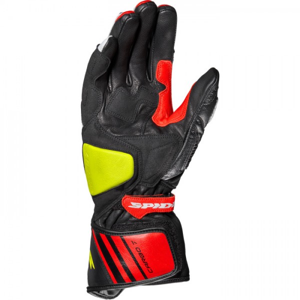 Spidi Carbo 7 Leather Red Yellow Fluo Gloves
