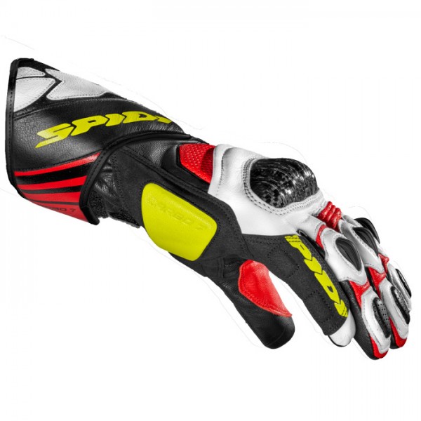 Spidi Carbo 7 Leather Red Yellow Fluo Gloves
