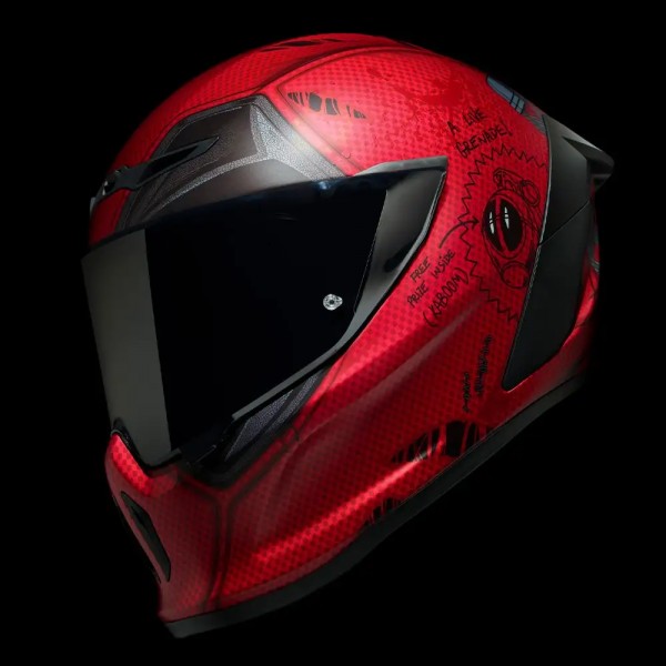 Deadpool motorcycle helmet with ISI/ECE certification – Marvel-themed riding gear available at BikeGear India