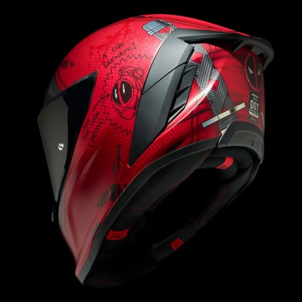 Deadpool motorcycle helmet with ISI/ECE certification – Marvel-themed riding gear available at BikeGear India