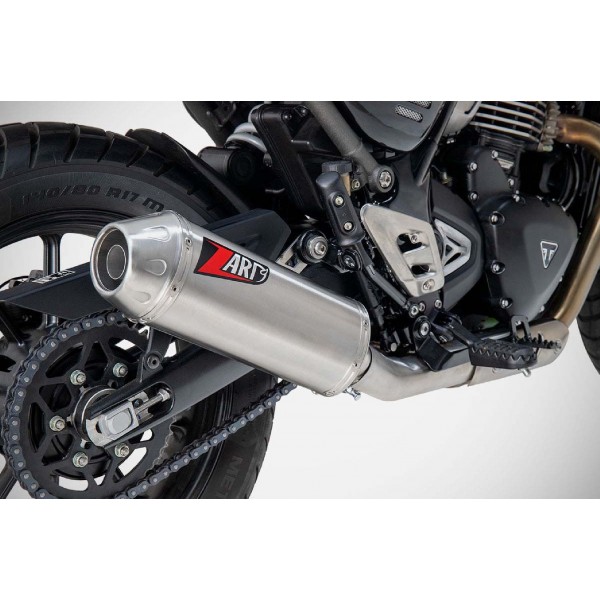 Performance exhaust for Triumph Scrambler 400X – aftermarket system with improved sound and flow, available at BikeGear India