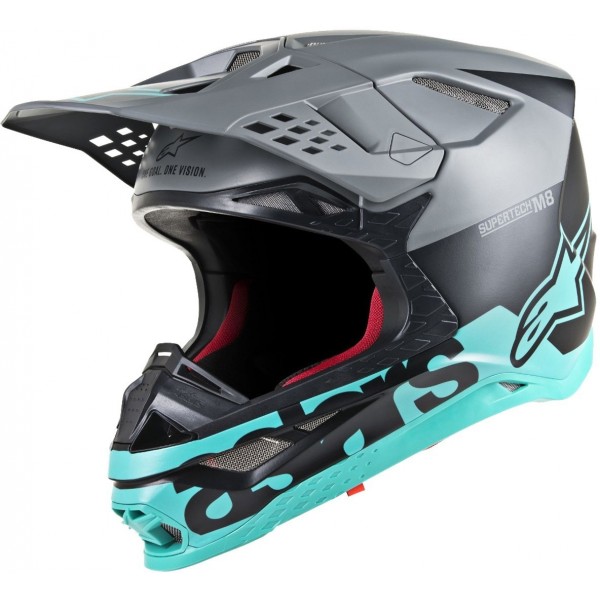 ALPINESTARS SUPERTECH S-M8 RADIUM ECE BLACK MATTE MID GRAY TEAL HELMET