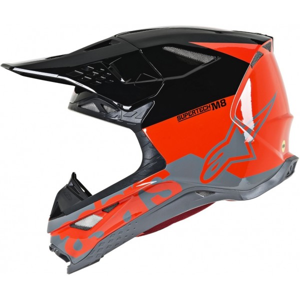 ALPINESTARS SUPERTECH S-M8 RADIUM ECE RED FLUO BLACK MID GRAY GLOSSY HELMET