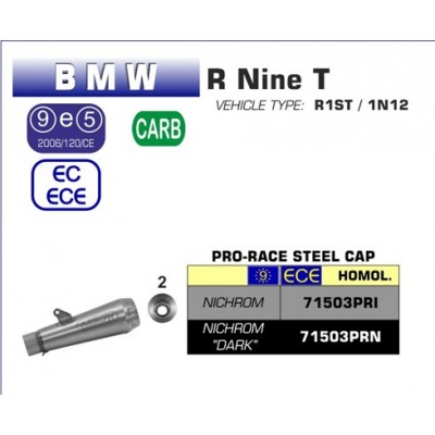 ARROW NICHROM PRO RACE SILENCER FOR BMW R NINET / SCRAMBLER PART # 71503PRI