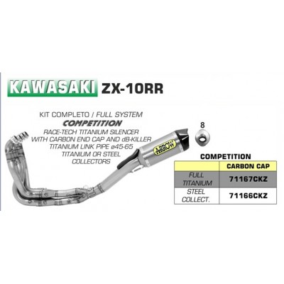 ARROW COMPETITION FULL EXHAUST SYSTEM FOR KAWASAKI ZX-10RR 2016-2018 PART # 71166CKZ