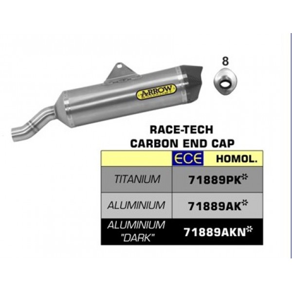 ARROW RACE-TECH ALUMINIUM DARK SILENCER WITH CARBON END CAP FOR BENELLI TRK 502 X PART # 71889AKN