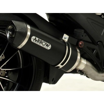 ARROW ALUMINIUM DARK RACE TECH CARBON END CAP EXHAUST FOR DUCATI DIAVEL 2011-16 PART # 71768AKN + 71451MI