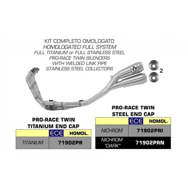 ARROW PRO-RACE TWIN NICHROM HOMOLOGATED FULL EXHAUST SYSTEM FOR HONDA CBR650R 2019-2020 PART # 71902PRI