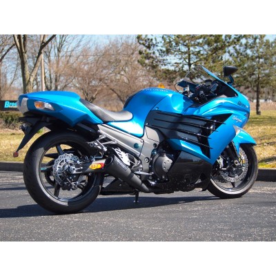 Brocks Alien Head 2 Full Exhaust System Black 14" Muffler For Kawasaki Ninja ZX-14R 2012-2020 Part # 397021