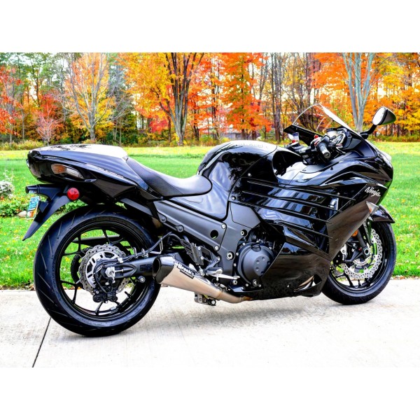 Brocks CT Megaphone Full Exhaust System W/ 17" Muffler For Kawasaki Ninja ZX-14R 2006-2020 Part # 393888